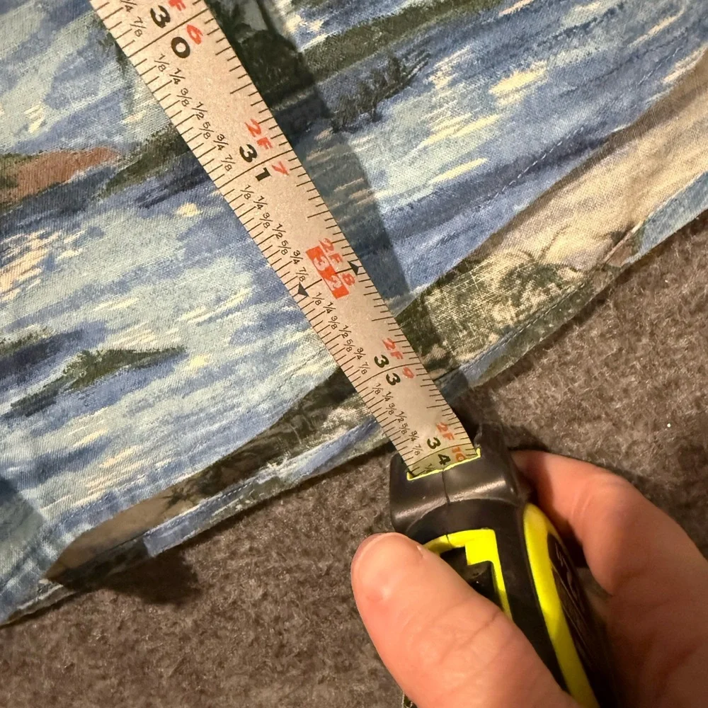 LL Bean Vtg Hawaiian Shirt Mens XLT blue button up graphic ocean beach tropical
